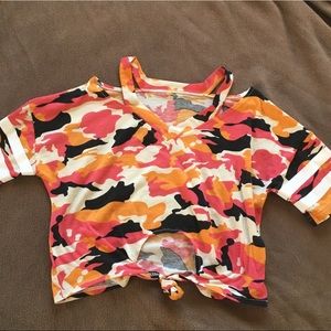 Fashion Nova Multi Colored Camouflaged Top